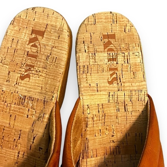 Korks Faithe Slide Platform Wedge Sandals Faux Leather Open Toe Tan slipon SZ 11 - Picture 5 of 12